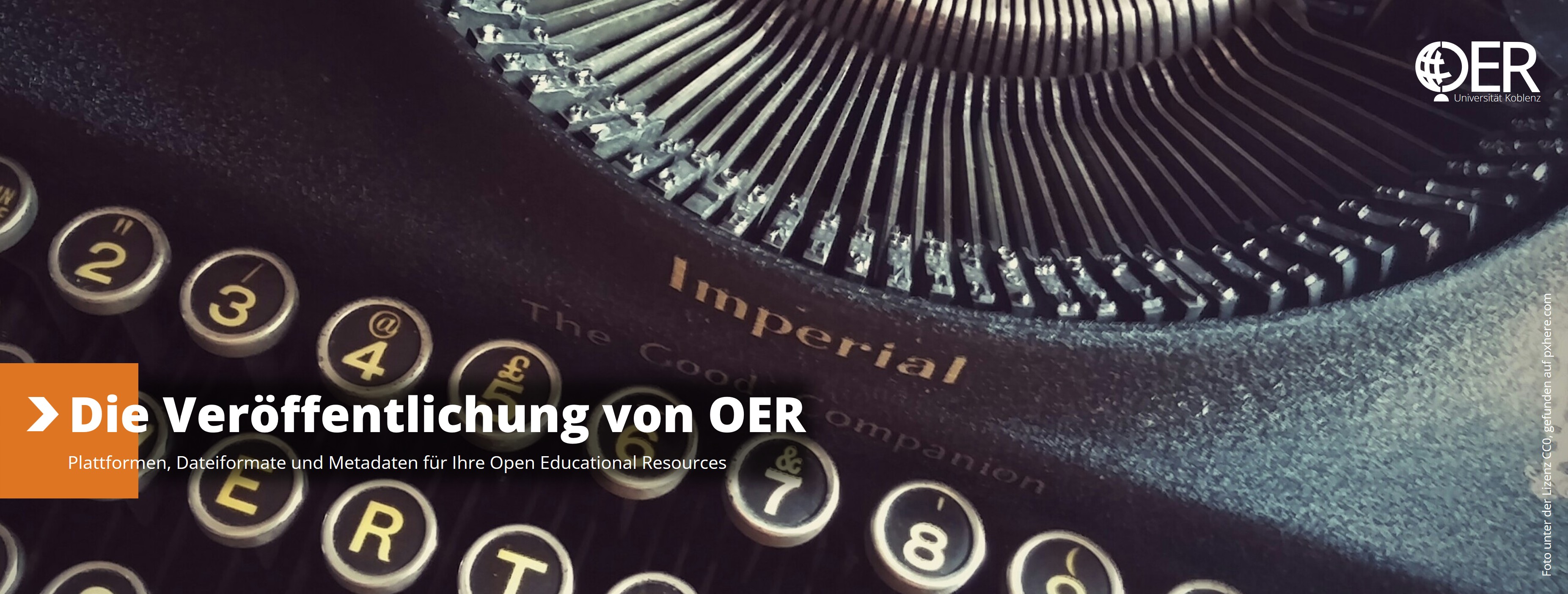 Webseitenheader mit Logo des Open Educational Resources (OER) Lab der Universität Koblenz und Bild zum Thema „OER veröffentlichen“