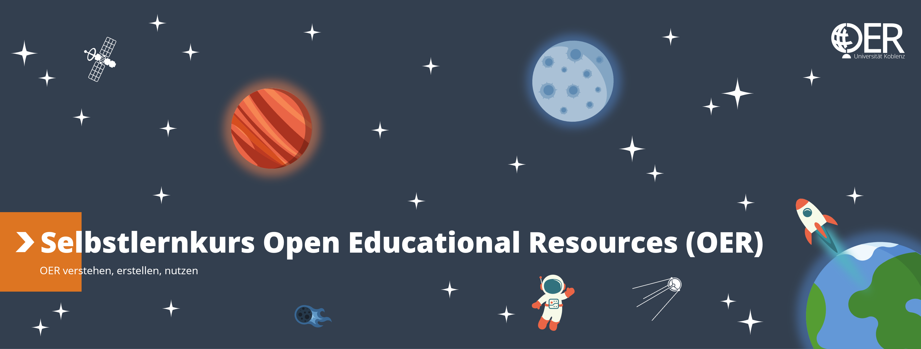 Headerbild Selbstlernkurs OER mit Logo OER Lab