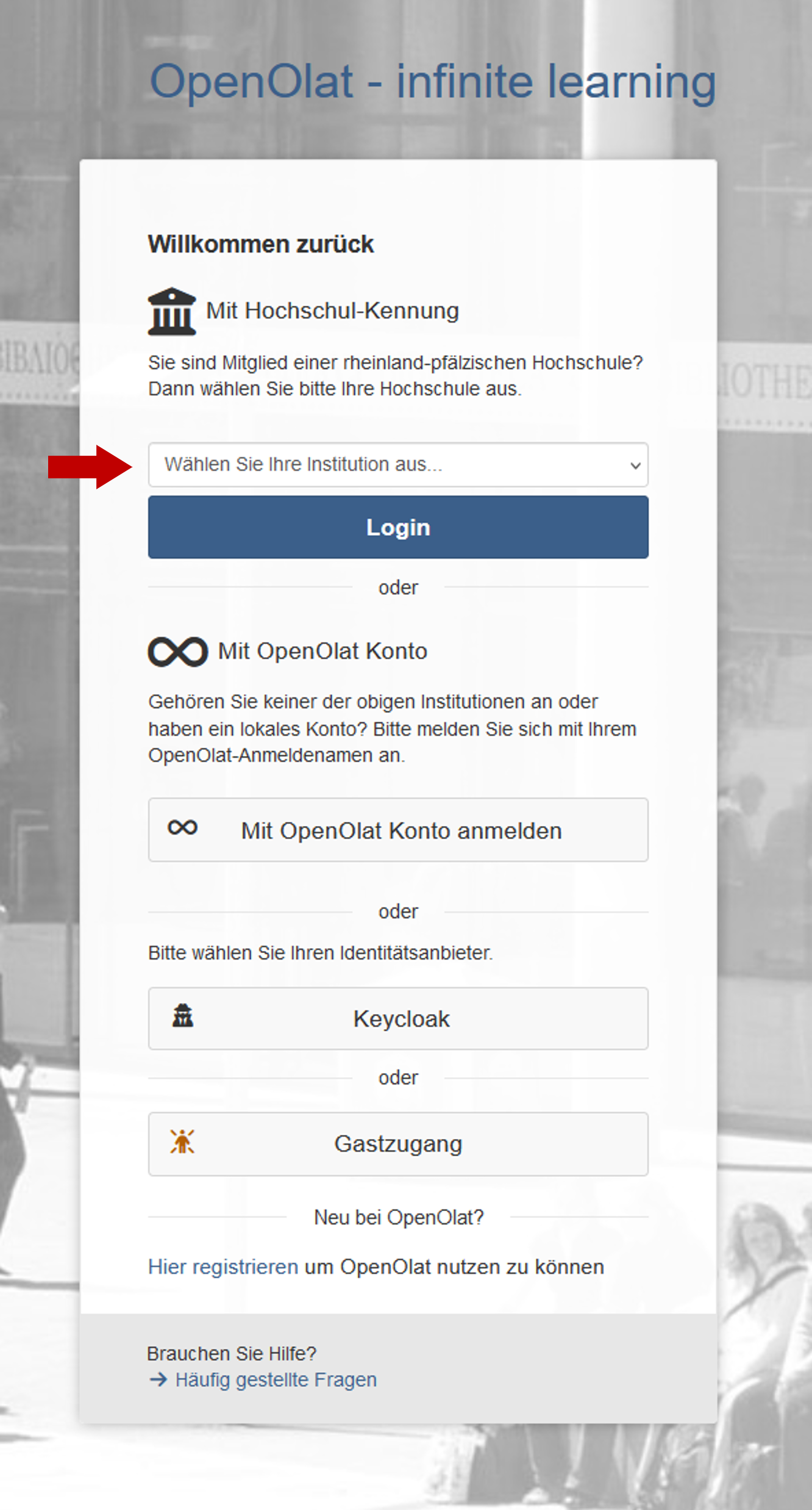 Screenshot Anmeldung OpenOlat