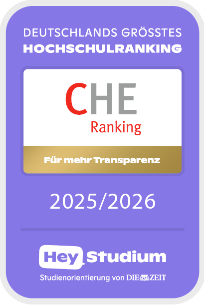 Der Studiengang B.A. Pädagogik der Universität Koblenz hat beim CHE-Ranking 2025 teilgenommen und sehr gut abgeschnitten. Zu sehen ist das Siegel des CHE-Rankings.