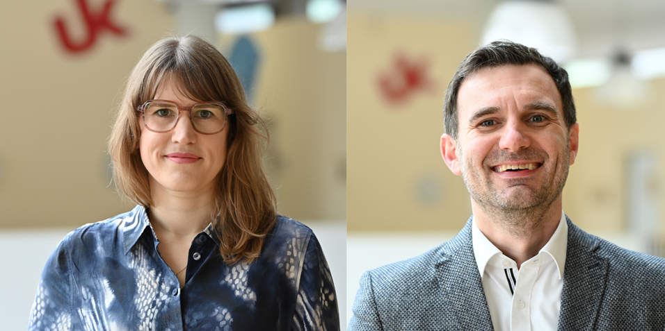 JProf. Dr. Lisa Beißwanger und JProf. Dr. Robert Panitz. Bilder: Universität Koblenz / Philipp Stieffenhofer