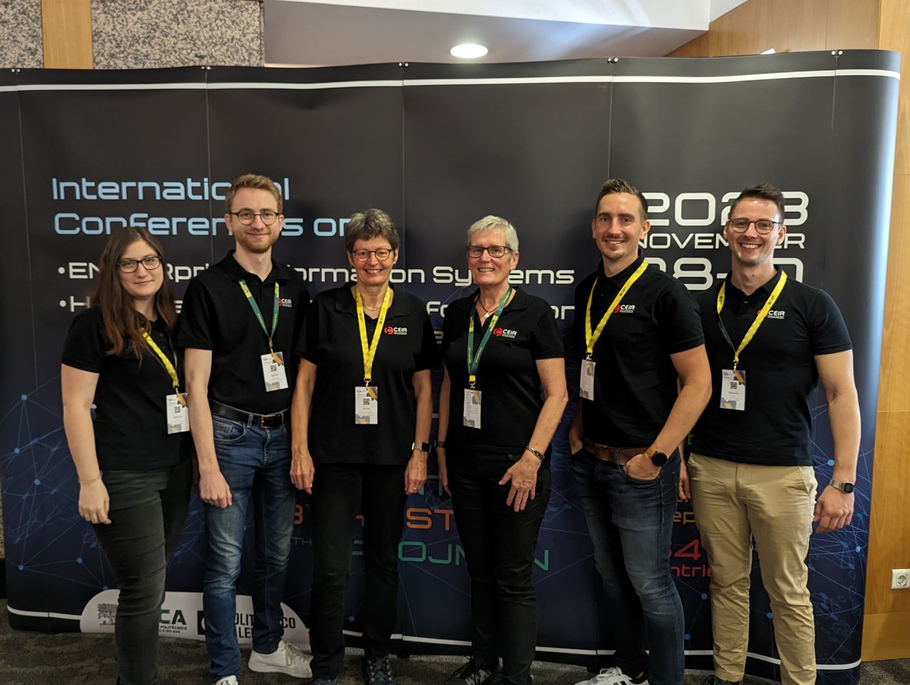 Fig. 1: Part of the CEIR team at CENTERIS. From left to right: Jennifer Gerbl, Simon Meier, Petra Schubert, Susan Williams, Julian Mosen and Martin Just.